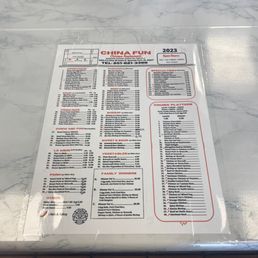 a menu on a table