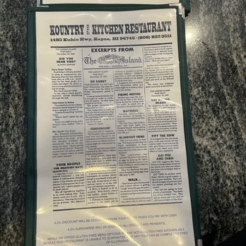 Kountry Kitchen - Menu - American Near Me - Kapaa, Hawaii Kountry Kitchen - Menu - American Near Me - Kapaa, Hawaii