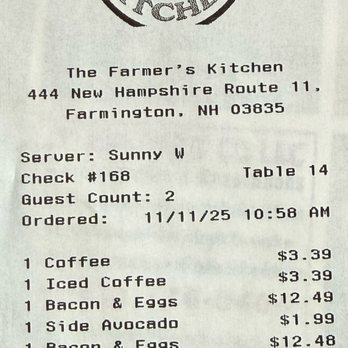 The Farmer's Kitchen - Bill 11.11.25 - American Near Me - Farmington, New Hampshire