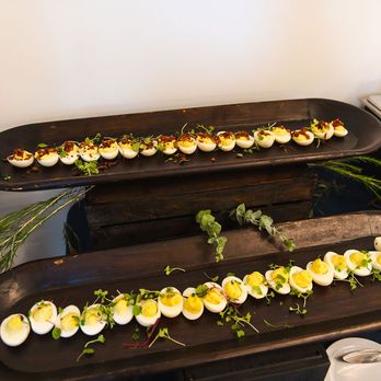 Elisa's Catering - Jalapeno Deviled Eggs! Some with bacon sprinkled on top, some without, by request - Personal Chefs Near Me - Concord, California