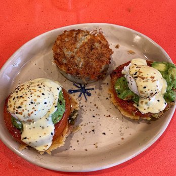 Snooze, an A.M. Eatery - Benedict Eggs, Avocado and tomatoes over an English muffin. - Breakfast & Brunch Near Me - Gilbert, Arizona Snooze, an A.M. Eatery - Benedict Eggs, Avocado and tomatoes over an English muffin. - Breakfast & Brunch Near Me - Gilbert, Arizona