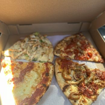 Pasquale Brick Oven Pizza & Restaurant - Plain slice Chicken Caesar slice  Pepperoni slice  Chicken parm slice - Pizza Near Me - Milltown, New Jersey