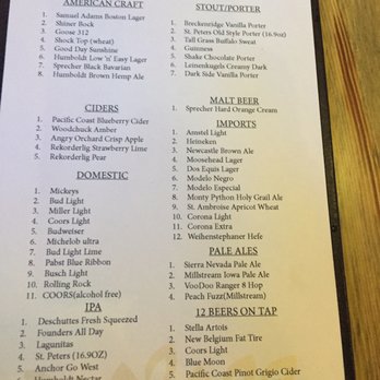 Treehouse Pub & Eatery - Beer menu - Pizza Near Me - Bettendorf, Iowa