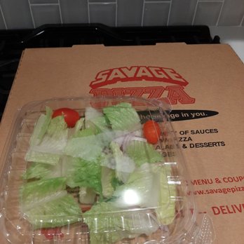 Savage Pizza - Side salad to go. Such value for the dollars... All of 4 broken romaine leaves. I know we have to watch the $$ during covid but this sucked. - Pizza Near Me - Avondale Estates, Georgia