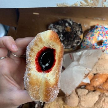 Yummies Donuts & BBQ - Black raspberry jelly filled granulated sugar donut - Bakeries Near Me - Venice, Florida Yummies Donuts & BBQ - Black raspberry jelly filled granulated sugar donut - Bakeries Near Me - Venice, Florida