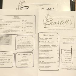 Scarlett's Bar & Grill - Menu
