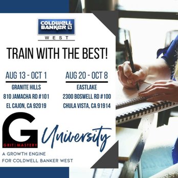 Coldwell Banker West - Grit Mastery University is our "next level" training lead by our management team. - Real Estate Services Near Me - La Mesa, California Coldwell Banker West - Grit Mastery University is our "next level" training lead by our management team. - Real Estate Services Near Me - La Mesa, California