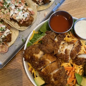 Hizemans - Shrimp tacos & Buffalo salad - Sports Bars Near Me - Naperville, Illinois