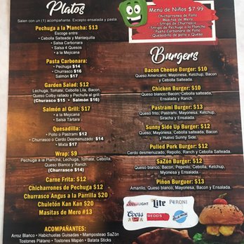 Sazón - Backside of menu - Cocktail Bars Near Me - Ponce, Puerto Rico Sazón - Backside of menu - Cocktail Bars Near Me - Ponce, Puerto Rico