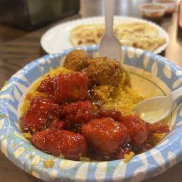 Today's special: 2 entree bowl with rice. $10 and 10% goes to charity