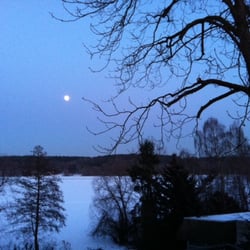 Hotel Grüner Baum Berlin - Havel, Nacht, Vollmond, Eis