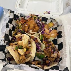 Renegado Tacos And Margaritas - Roasted Cauliflower Taco Blackened Fish Taco Fried Shrimp Taco