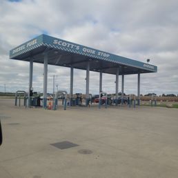 a view of a gas station a view of a gas station