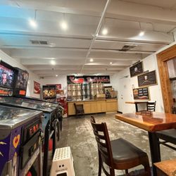 Red Whale Coffee - Pinball and some crazy coffee apparatus in the lounge.