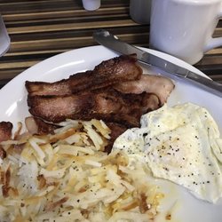 Kirk's Nebraskaland Restaurant - The hungry traveler breakfast. Pancakes in another dish.