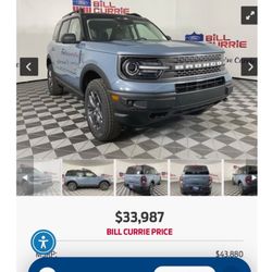 Bill Currie Ford - Bronco listed on website 3/16/2025 listed with 6 miles