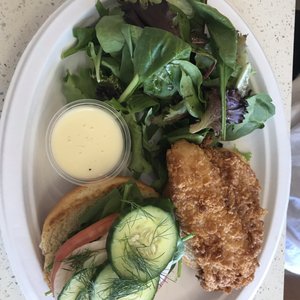 Photo of Food Fair By Diego - Los Angeles, CA, United States. Crispy Fish Sandwich Lunch