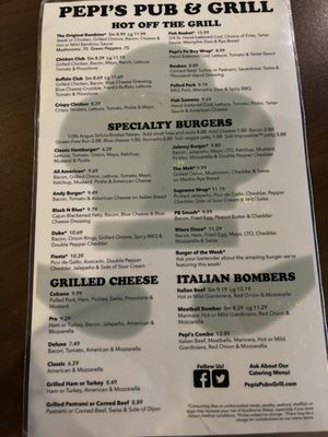 Menu photo 1 Pepi's Pub and Grill Racine, WI Menu photo 1 Pepi's Pub and Grill Racine, WI