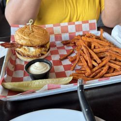 Burger Theory - Breakfast Burger and sweet potato fries.