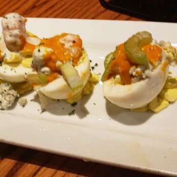 Miss Shirley's Cafe, Roland Park - Buffalo Shrimp Deviled Eggs - American Near Me - Baltimore, Maryland