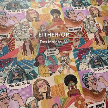 Either-Or - Women's bathroom wallpaper. Girl power! - Salad Near Me - Des Moines, Iowa Either-Or - Women's bathroom wallpaper. Girl power! - Salad Near Me - Des Moines, Iowa