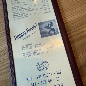 Fish Shop - Happy hour menu - Seafood Near Me - Austin, Texas