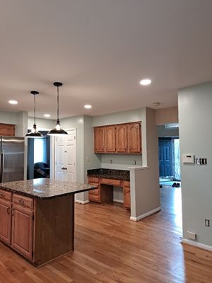Kitchen Painting - Your kitchen is the heart of your home, and at JMS Painting, we specialize in transforming kitchen walls and ceilings into stunning, fresh spaces. Whether you're updating an outdated look, covering stains, or simply adding a new pop of color, our expert painting services will give your kitchen the makeover it deserves. We ensure high-quality, durable finishes that stand up to the heat, humidity, and everyday use of one of the busiest areas of your home.
Our Kitchen Wall & Ceiling Painting Services Include:
Wall Painting: We offer professional interior painting services for your kitchen walls, carefully selecting the best paint finishes that can withstand kitchen conditions such as splashes, grease, and frequent cleaning.
Ceiling Painting: Kitchens often have unique ceiling challenges such as stains or soot. Our team handles kitchen ceiling painting with expertise, covering up any imperfections and creating a clean, bright, and inviting atmosphere.
Custom Colors & Finishes: From soft neutrals to bold accents, we help you select the perfect colors that complement your kitchen décor. Whether you prefer matte, semi-gloss, or high-gloss finishes, we’ve got you covered. Kitchen Painting - Your kitchen is the heart of your home, and at JMS Painting, we specialize in transforming kitchen walls and ceilings into stunning, fresh spaces. Whether you're updating an outdated look, covering stains, or simply adding a new pop of color, our expert painting services will give your kitchen the makeover it deserves. We ensure high-quality, durable finishes that stand up to the heat, humidity, and everyday use of one of the busiest areas of your home.
Our Kitchen Wall & Ceiling Painting Services Include:
Wall Painting: We offer professional interior painting services for your kitchen walls, carefully selecting the best paint finishes that can withstand kitchen conditions such as splashes, grease, and frequent cleaning.
Ceiling Painting: Kitchens often have unique ceiling challenges such as stains or soot. Our team handles kitchen ceiling painting with expertise, covering up any imperfections and creating a clean, bright, and inviting atmosphere.
Custom Colors & Finishes: From soft neutrals to bold accents, we help you select the perfect colors that complement your kitchen décor. Whether you prefer matte, semi-gloss, or high-gloss finishes, we’ve got you covered.