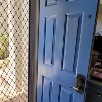 LC Custom Painting - Fresh coat of a periwinkle shade on the front door. So pretty! - Painters Near Me LC Custom Painting - Fresh coat of a periwinkle shade on the front door. So pretty! - Painters Near Me