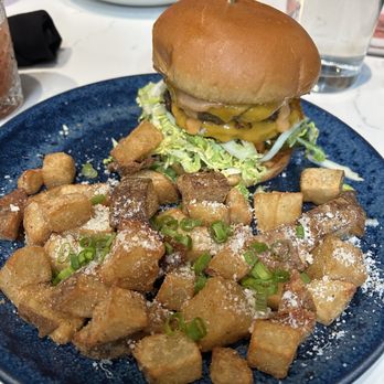 Whiskey Bird - Burger with crispy potatoes - New American Near Me - Atlanta, Georgia