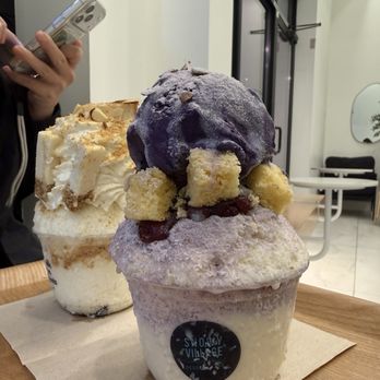 Snowy Village - cheesecake and taro bingo - mini size - Desserts Near Me - Portland, Oregon