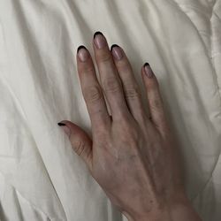 Blossom Nail Spa - Black tip french manicure on natural nails just polish