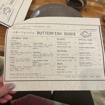 Butterfish Sushi - Menu - Sushi Bars Near Me - Berkeley, California Butterfish Sushi - Menu - Sushi Bars Near Me - Berkeley, California
