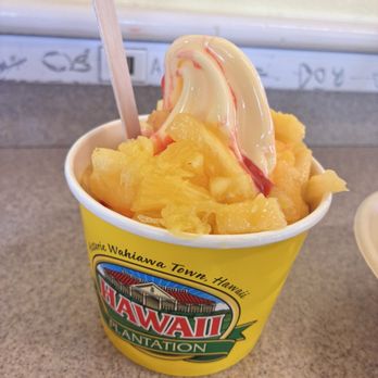 Dole Plantation - Pineapple Dole Whip with raspberry syrup - Tours Near Me - Wahiawa, Hawaii Dole Plantation - Pineapple Dole Whip with raspberry syrup - Tours Near Me - Wahiawa, Hawaii
