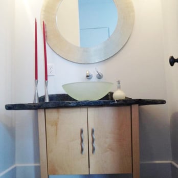 Hersh & Son Construction - You'll love washing up in this vessel sink with natural rock slab and custom cabinets that add a special touch to the house. - General Contractors Near Me - Pilot Hill, California Hersh & Son Construction - You'll love washing up in this vessel sink with natural rock slab and custom cabinets that add a special touch to the house. - General Contractors Near Me - Pilot Hill, California