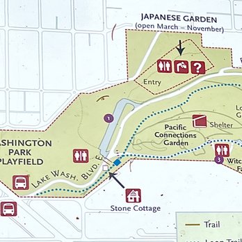 Washington Park Arboretum - Simpler map of south end. (Map is on its side with North on the right, South on the left, West on the top & East on the bottom) - Parks Near Me - Seattle, Washington Washington Park Arboretum - Simpler map of south end. (Map is on its side with North on the right, South on the left, West on the top & East on the bottom) - Parks Near Me - Seattle, Washington