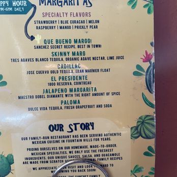 Que Bueno - Drink menu - Mexican Near Me - Fountain Hills, Arizona Que Bueno - Drink menu - Mexican Near Me - Fountain Hills, Arizona