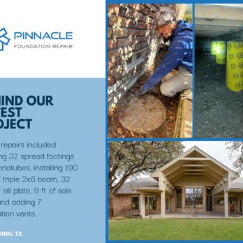 Pinnacle Foundation Repair - We just completed a large repair on this 6000 sq ft pier and beam home in Irving. - Foundation Repair Near Me - Grand Prairie, Texas Pinnacle Foundation Repair - We just completed a large repair on this 6000 sq ft pier and beam home in Irving. - Foundation Repair Near Me - Grand Prairie, Texas