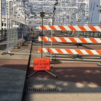John Seigenthaler Pedestrian Bridge - No one obeyed this sign.  I was nearly hit several times. - Landmarks & Historical Buildings Near Me