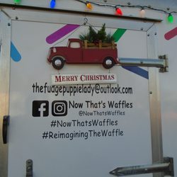 Now That’s Waffles - Contact info - on the trailer door.