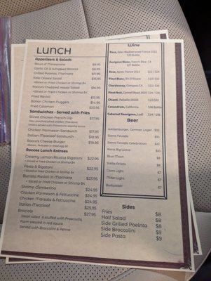Menu photo 8 Rocco's Café San Francisco, CA