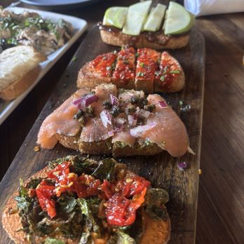 Postino Kierland - Bruschetta Board: Brussels, Smoked Salmon, Pepper Jelly Goat Cheese, Apple Date - Wine Bars Near Me - Scottsdale, Arizona