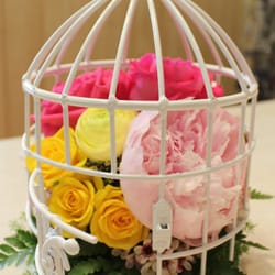 Nana Florist - Spring flower in birdcage. We will refill flowers when you bring a cage back.