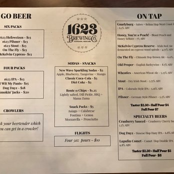 1623 Brewing - Menu - Breweries Near Me - Eldersburg, Maryland
