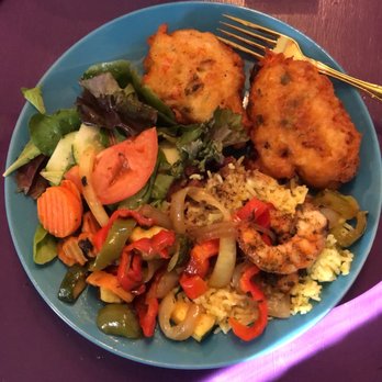 Ruthies Caribbean Kitchen - Fish cakes, veggies, jerk shrimp, and garden salad - Caribbean Near Me - Vallejo, California Ruthies Caribbean Kitchen - Fish cakes, veggies, jerk shrimp, and garden salad - Caribbean Near Me - Vallejo, California