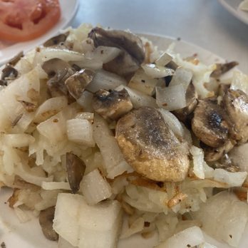 Nudy's Cafe - Exton - Hash browns with onion and mushrooms. - Cafes Near Me - Exton, Pennsylvania