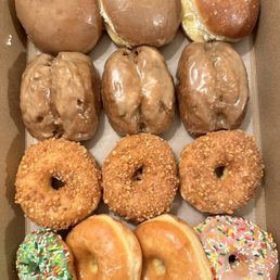 Maple and glaze with whipped cream, maple buttermilk, crumb, cake sprinkle, glaze, and sprinkle
