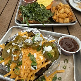 Smoky Rose - Loaded baked potato and egg sandwich - Barbeque Near Me - Dallas, Texas