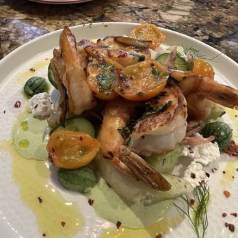 Clarity - The grilled shrimp with tomatoes and cucumbers - New American Near Me - Vienna, Virginia Clarity - The grilled shrimp with tomatoes and cucumbers - New American Near Me - Vienna, Virginia