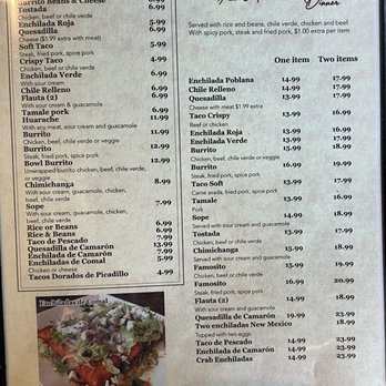 Mexico Tipico - Menu - Mexican Near Me - Union City, California