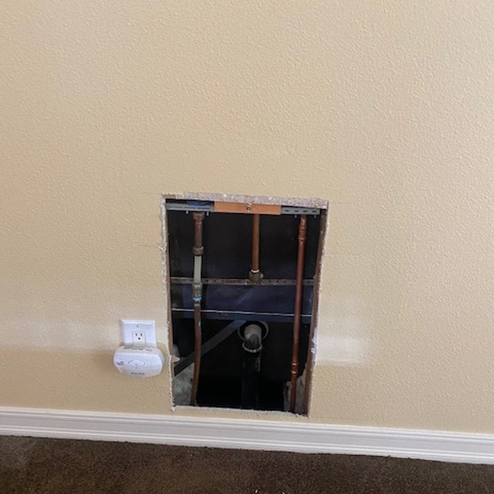 Specialized Pipe Technologies - San Diego - One of the many holes they had to cut into my walls to get at the pipes - Plumbing Near Me - San Diego, California Specialized Pipe Technologies - San Diego - One of the many holes they had to cut into my walls to get at the pipes - Plumbing Near Me - San Diego, California